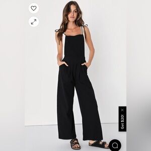 Tie strap overall jumpsuit